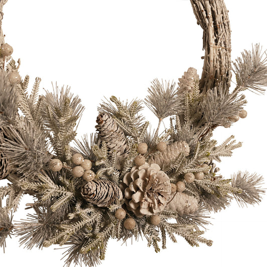 45CM WHITE FROSTED WREATH  ADD TO BOARDS XMAS 25