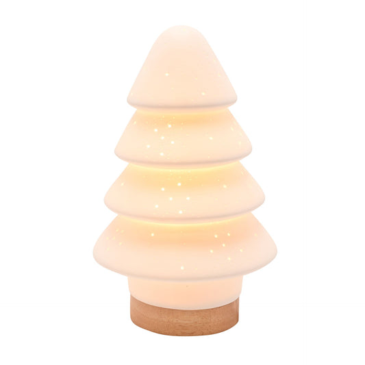 WHITE PORCELAIN CHRISTMAS TREE LAMP
